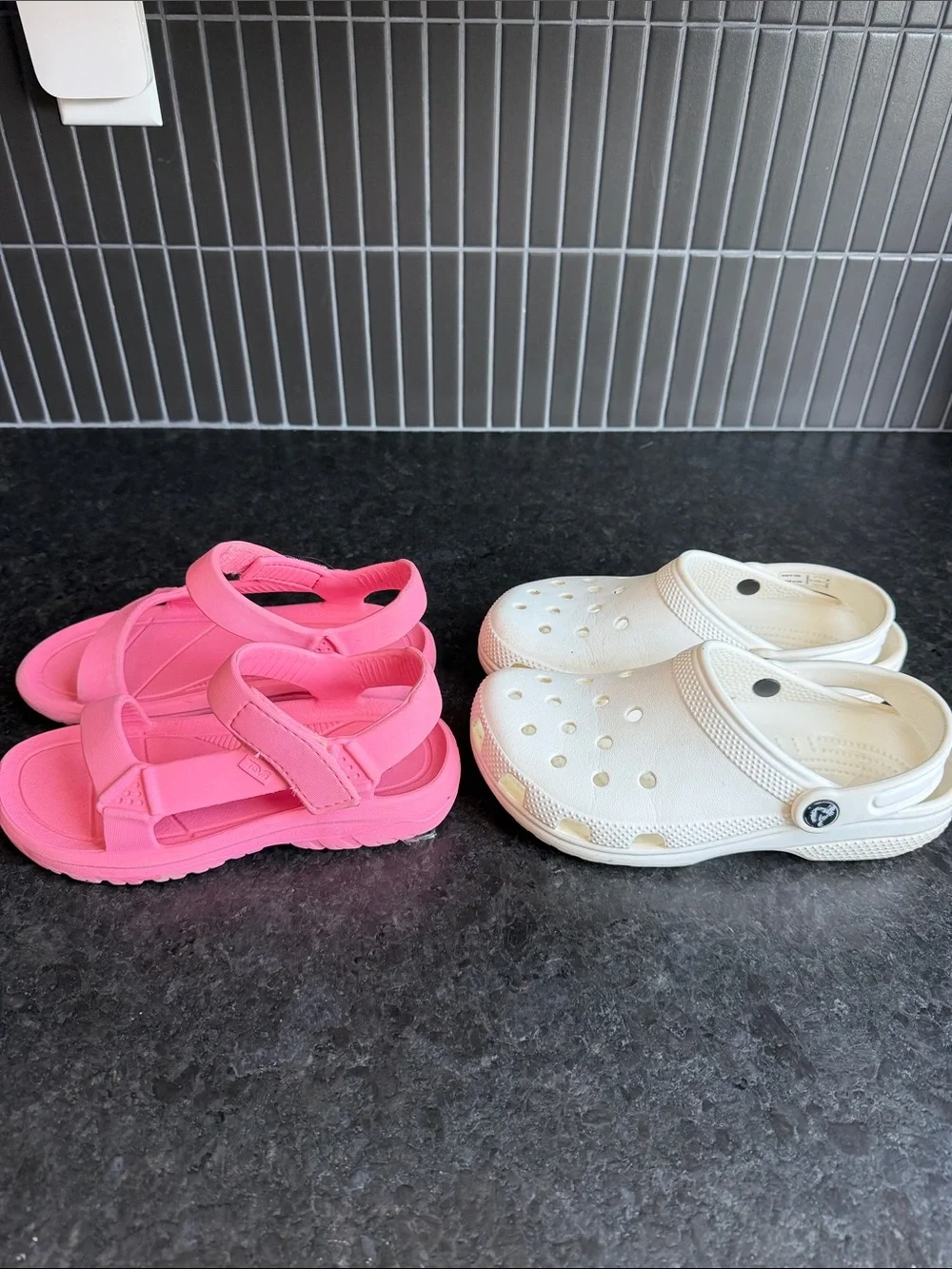 Kids Pink Sandals and White Clog Pack - Comfortable Everyday Shoes